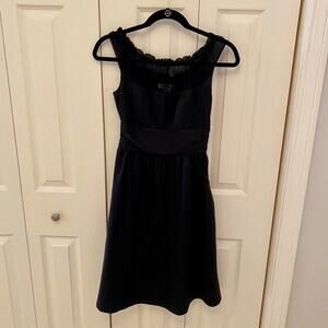 White House Black Market Ruffle Black Dress SZ 0